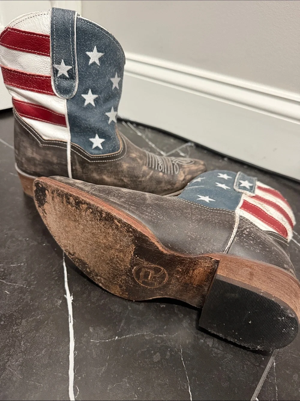 Roper American Beauty Flag Shorty Cowboy Boots | Women’s Size 9 | Leather Wester